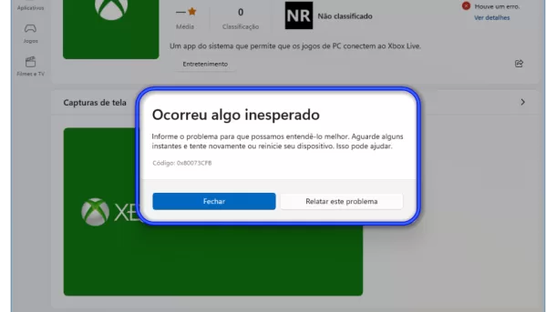 erro 0x80073CFB Xbox Identity Provider