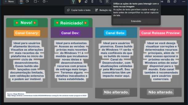 Ferramenta de Captura (versão 11.2308.33.0), estamos introduzindo Ações de Texto